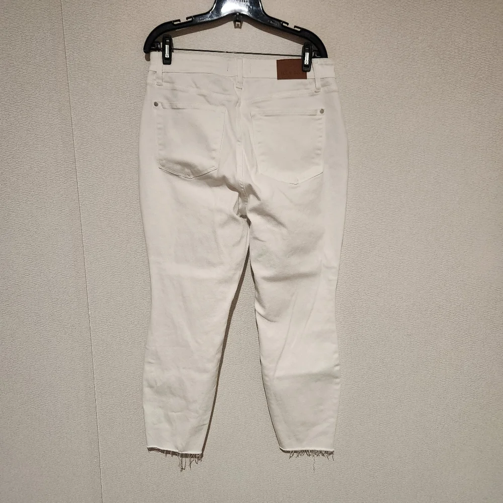 Judy Blue Skinny Fit White Jeans Raw Edge Hem High Rise 14W - Picture 6 of 6